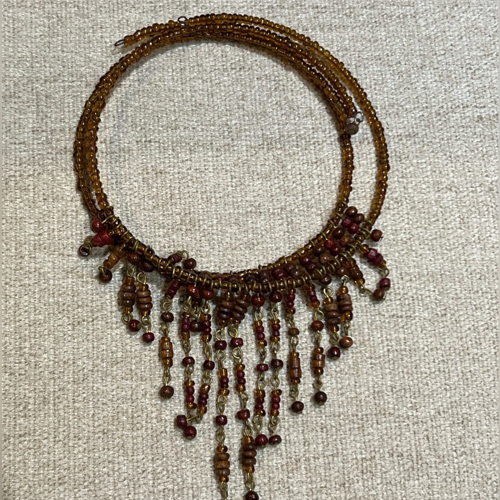 Beaded Fringed Choker Necklace
